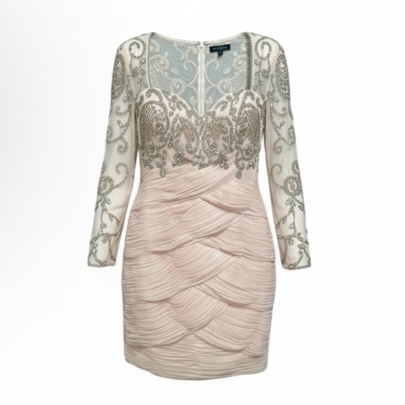 Jovani Dresses & Skirts - NWT Jovani Light Pink Embellished Long Sleeve Dress size 16